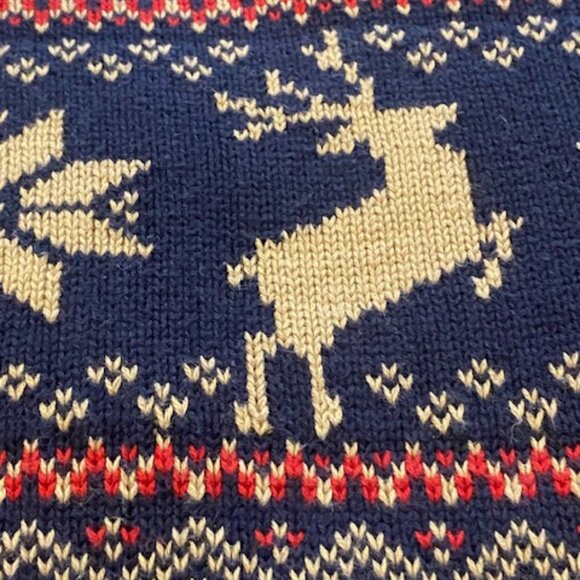 St Johns Bay Cotton Sweater Lrg Reindeer Christmas Blue - Picture 7 of 8
